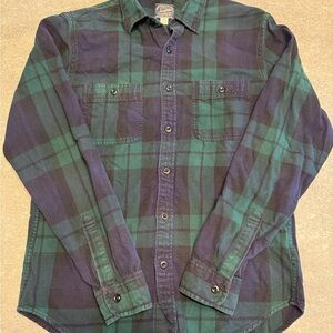 Vintage Men’s J. Crew 100% Cotton Tartan Plaid (Green & Blue) - Size M Slim
